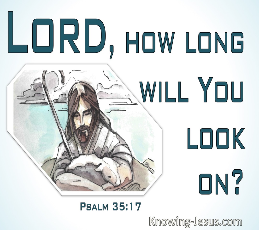 Psalm 35:17 Lord How Long Will You Look On (white)